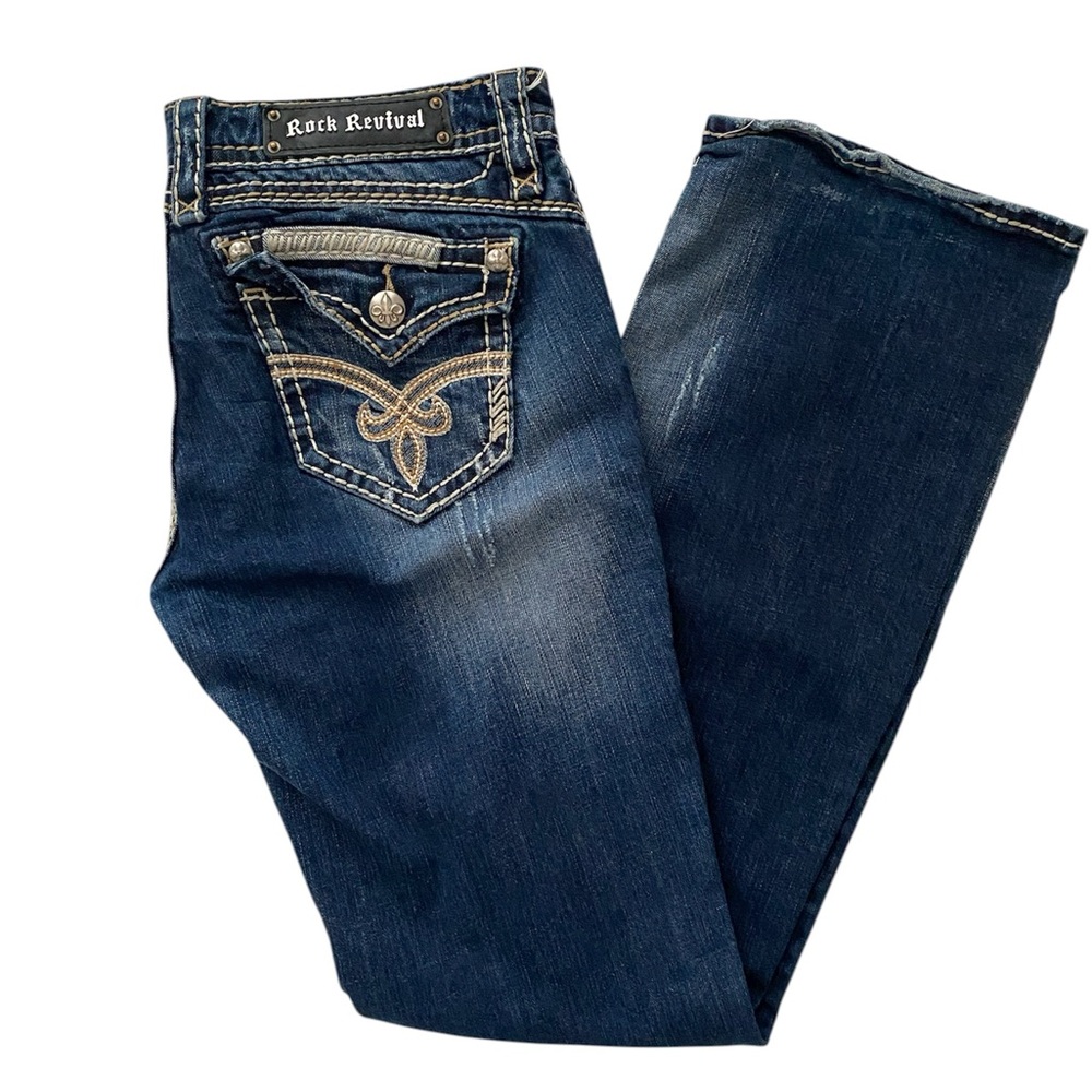 Rock Revival Women’s Roza Easy Bootcut Distressed Jeans